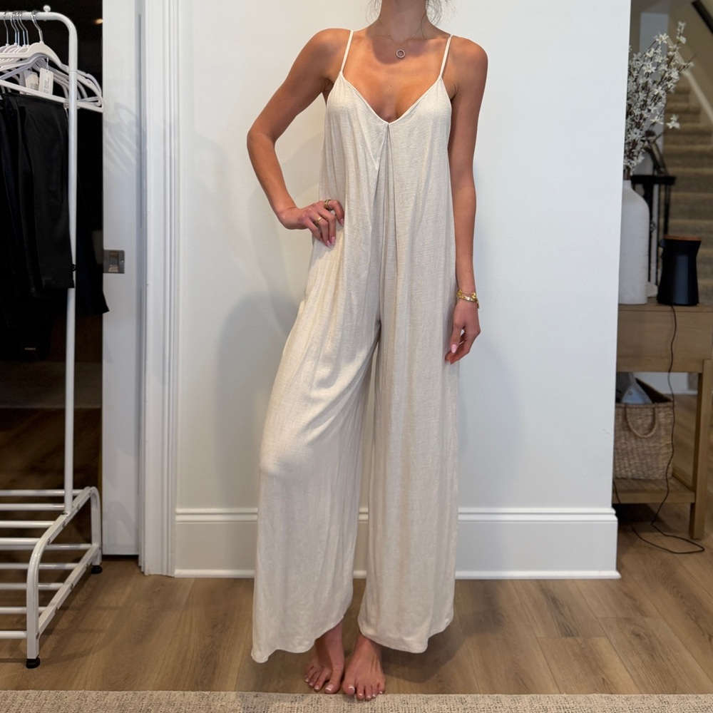 naked wardrobe Cream Wide-Leg Jumpsuit